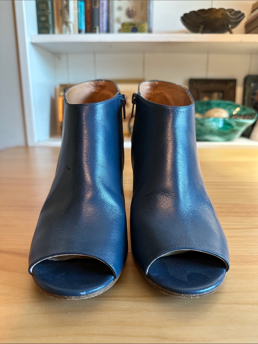Maison Martin Margiela Navy Leather Open-Toe Ankle Mules